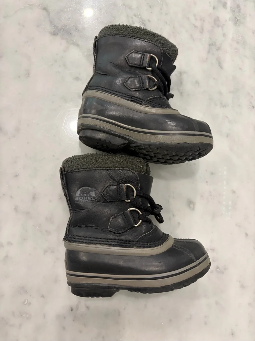 Sorel Black Kids Rain & Snow Boots with Fleece Collar